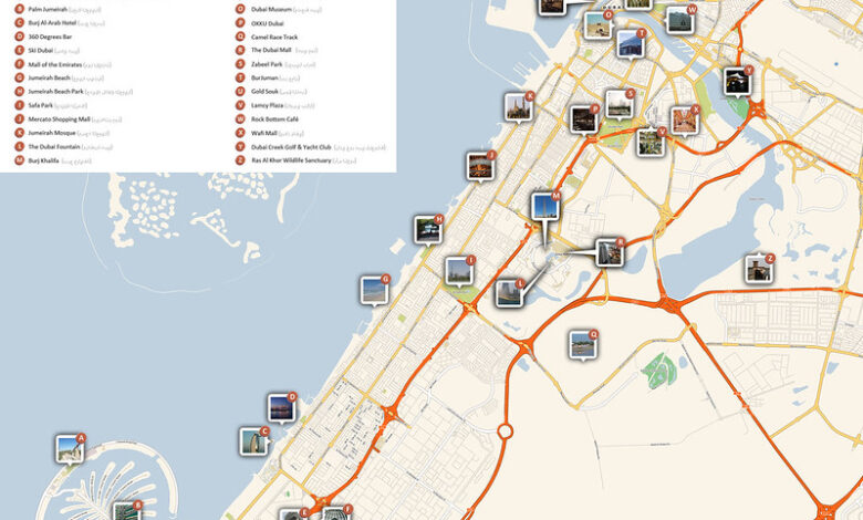 מפת אטרקציות בדובאי